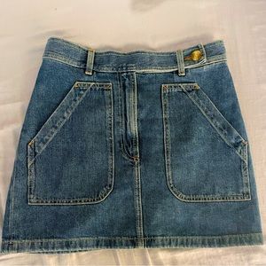 & Other Stories Patch Pocket Mid Blue Denim Mini Skirt